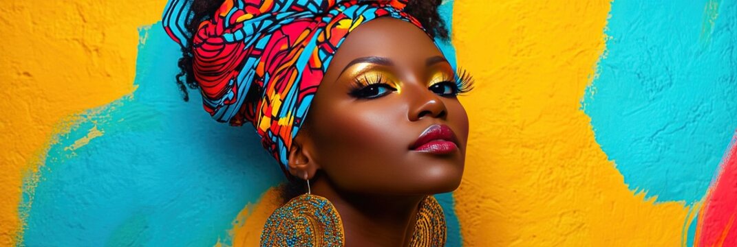 vivid colours, beautiful african american woman,