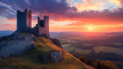 Fototapeta premium Ancient Ruins at Sunset.