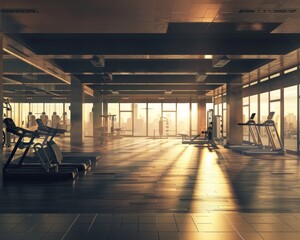 Interior view of a gym with equipment.