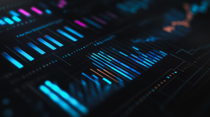 charts and graphs with statistics to analyze business potential and forecast future development of companies growth.