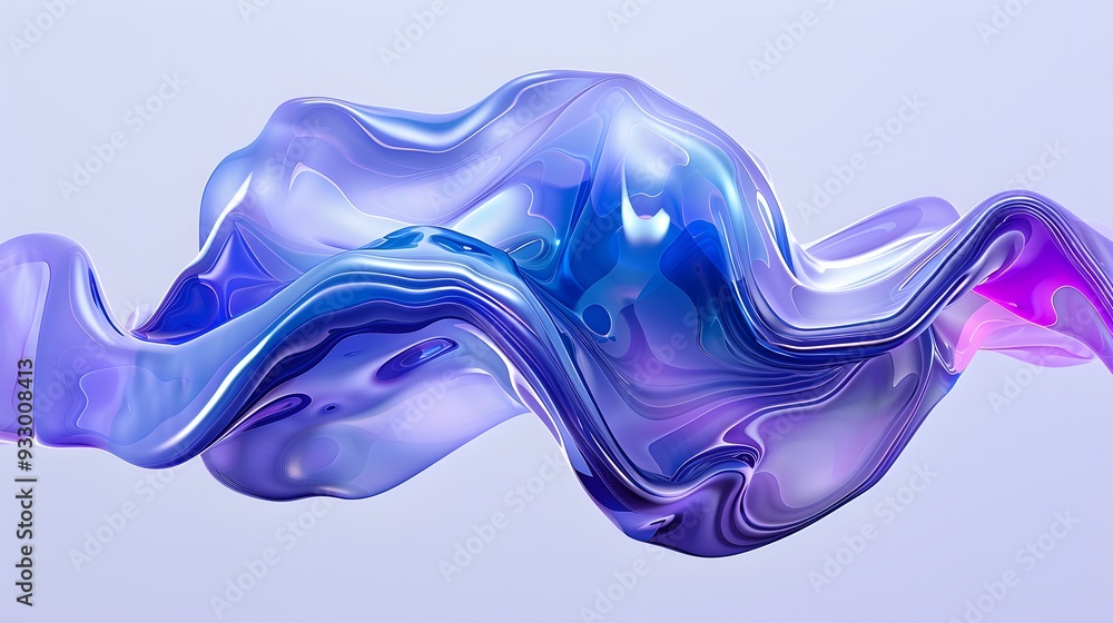 Aufkleber blue and purple gradient color floating liquid blob. 3d rendering picture.