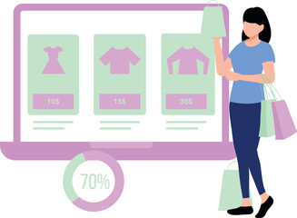 Girl is buying clothes online.
