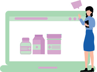 Girl is buying medicine online.