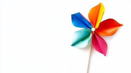A colorful pinwheel isolated on a white background. 
