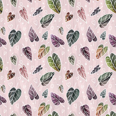 Seamless floral pattern, multi-colored distyas with a white outline on a light background.