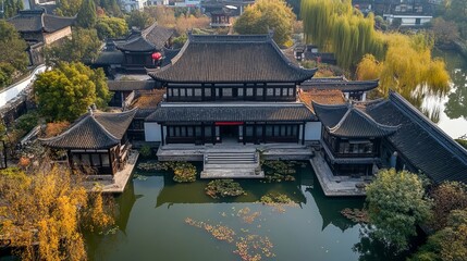 Obraz premium Guangfulin Heritage Park in the Songjiang District of Shanghai, China.