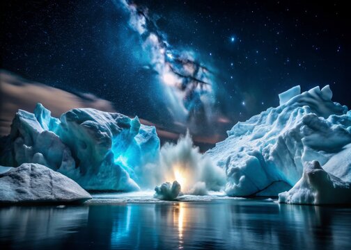Haunting Nighttime Iceberg Impact Scene