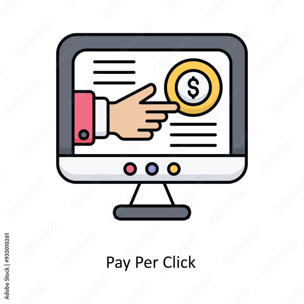 Poster pay per click vector filled outline icon design illustration. smart home and technology symbol on wh