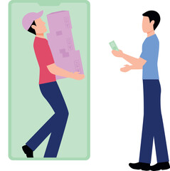 The boy is delivering the parcel to the house.