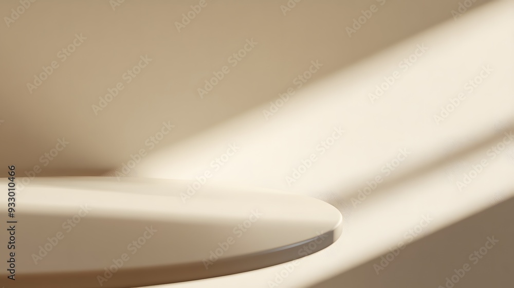 Aufkleber a close-up of the edge of an empty table with a beige background, the minimalist design is suitable 