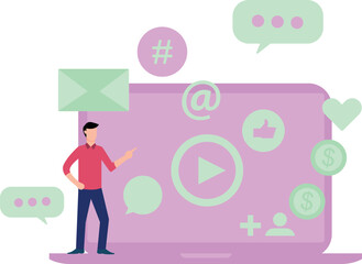 The boy is using social media.