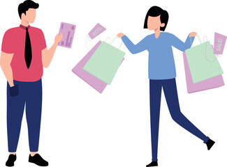 The girl has shopping bags.