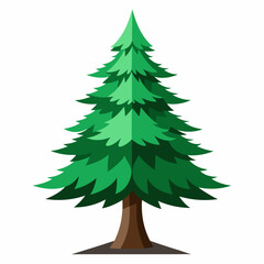 A cartoonstyle drawing of a green pine tree on a white background