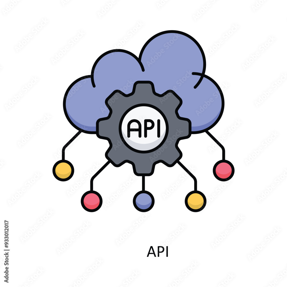 Poster api vector filled outline icon design illustration. smart home and technology symbol on white backgr