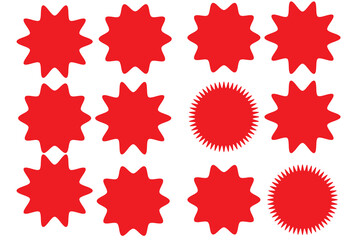Set of vector starburst, sunburst badges. Vintage labels. Colored stickers. A collection of different types and colors icon.