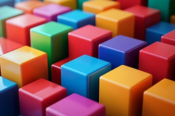 Fototapeta premium 6 SWOT analysis, colorful blocks representing strengths and weaknesses, 3D illustration