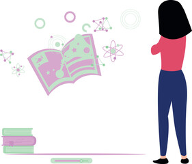 The girl is studying.