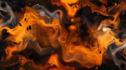 Abstract fluid painting resembling fire and smoke creating a spooky and eerie background perfect...