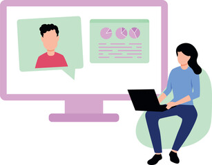 The girl is working on the laptop.