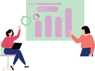 The girls are working on the graph setting.