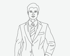 sketch of a businessman, hand-drawn vector businessman line art