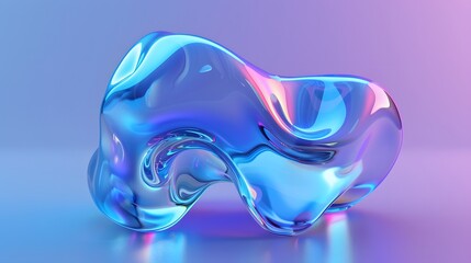 Blue and purple gradient color floating liquid blob. 3d rendering picture. 