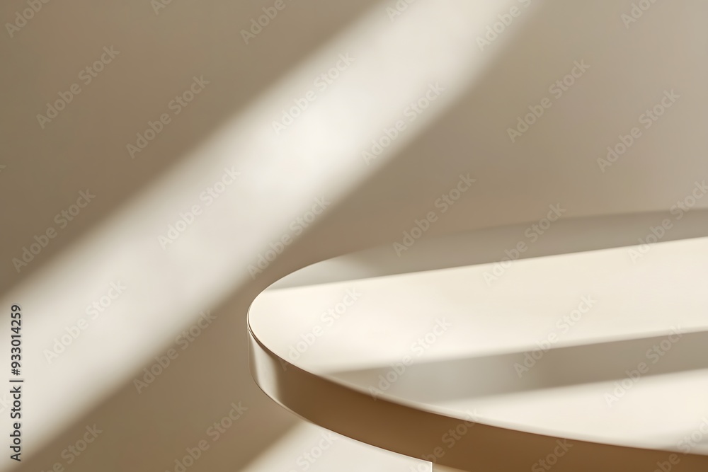 Aufkleber a close-up of the edge of an empty table with a beige background, the minimalist design is suitable 