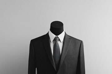A man's head is shown wearing a suit and tie