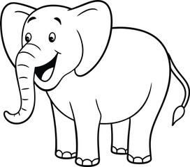 Elephant Illustration Coloring Page for Children's Art Book
