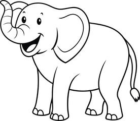 Cute Elephant Illustration Coloring Page Outline for Kids
