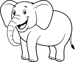 Children's Coloring Book Elephant Illustration Outline Art
