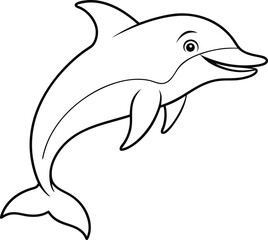 Delphine Illustration for Coloring Book Children's Outline Art Page
