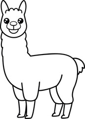 Illustration Llama Coloring Outline Art for Childrens Book Pages
