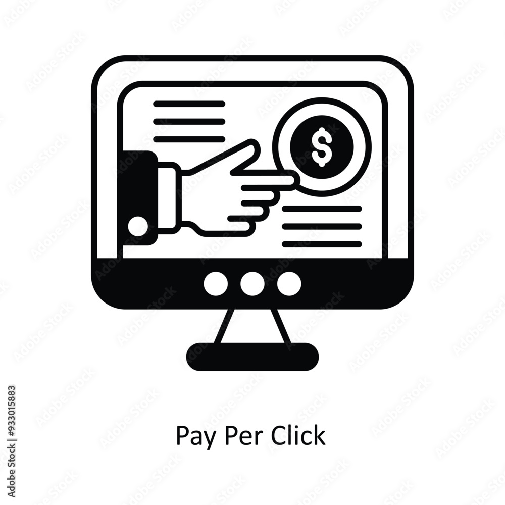 Poster pay per click vector filled outline icon design illustration. smart home and technology symbol on wh