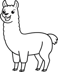 Illustration Llama Coloring Page Outline Art for Kids Fun Book

