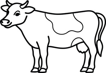 Cow Illustration Outline Art for Toddlers Coloring Book
