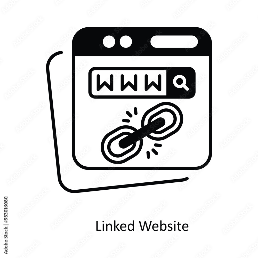 Poster linked website vector filled outline icon design illustration. smart home and technology symbol on w