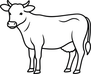 Cow Illustration Outline Art for Creative Kids Coloring Pages
