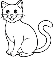 Kids Cat Coloring Page Outline Art Illustration for Coloring Books
