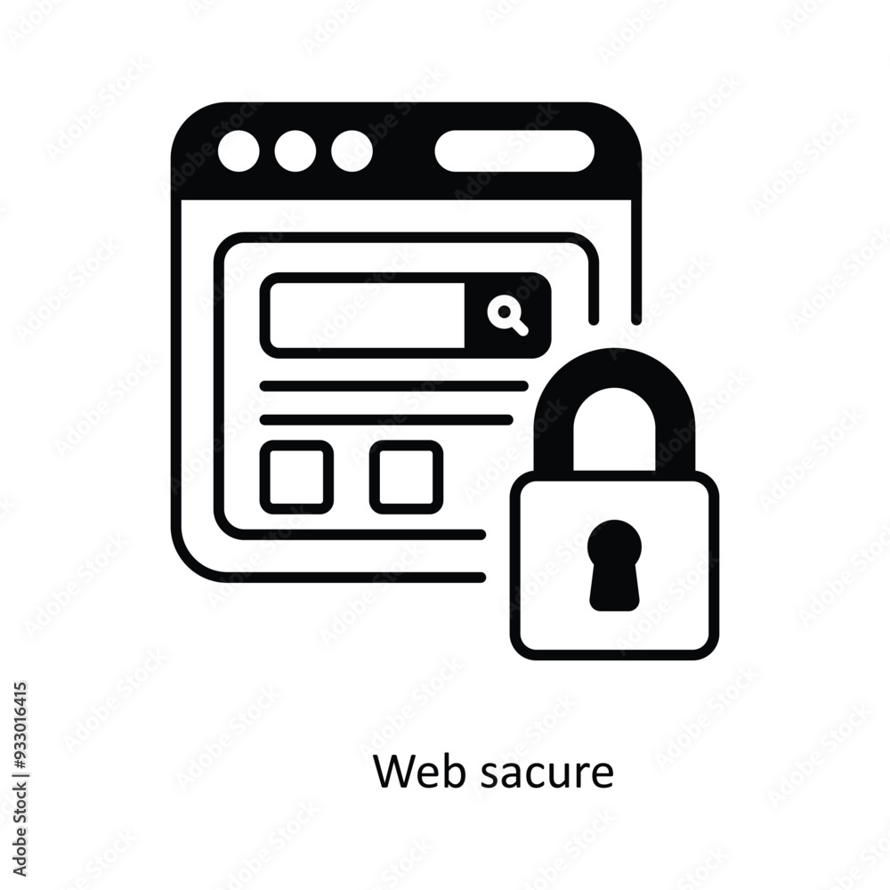 Poster web secure vector filled outline icon design illustration. smart home and technology symbol on white