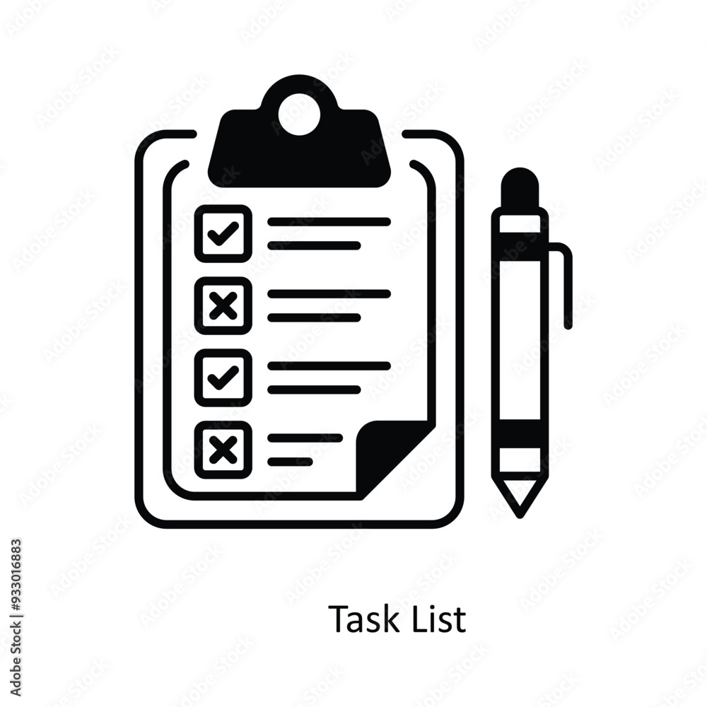 Poster task list vector filled outline icon design illustration. smart home and technology symbol on white 