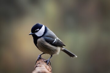 Black tit bird blurry nature background, Ai Generated