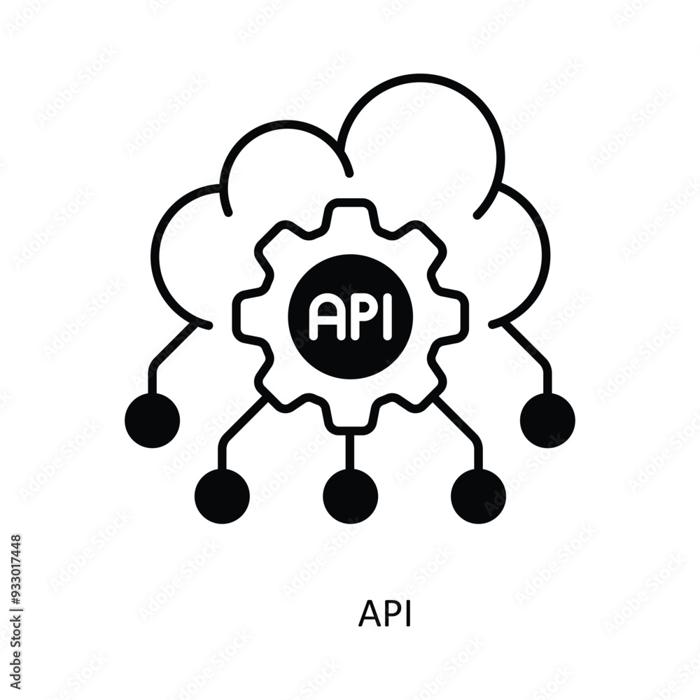 Poster api vector filled outline icon design illustration. smart home and technology symbol on white backgr