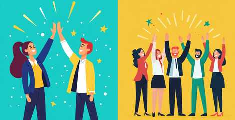 Celebrating Team Success: A Vibrant Display of Collaboration and Joy in the Workplace