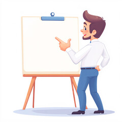 Engaging Business Presentation: Creative Speaker with Blank Whiteboard