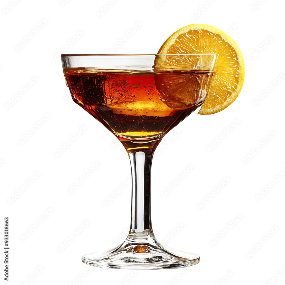 Wall mural Boulevardier cocktail clip art isolated on white background