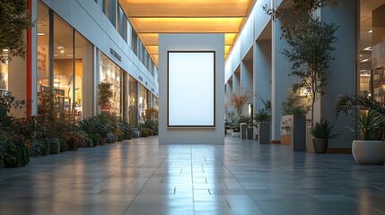 Blank advertising mockup for advertisement at the shopping mall or A mockup poster stands within a shopping Centre mall	
