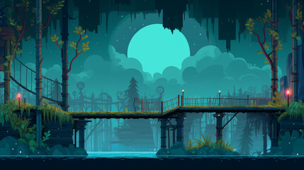 Game background in forest ruins