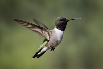 Fototapeta premium Black-chinned hummingbird blurry nature background, Ai Generated