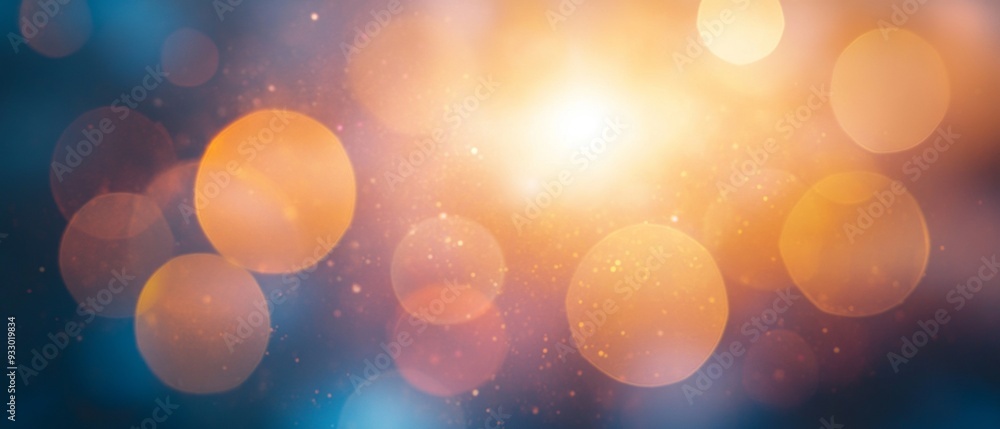 Poster blur glow overlay with lens flare and bokeh sunlight